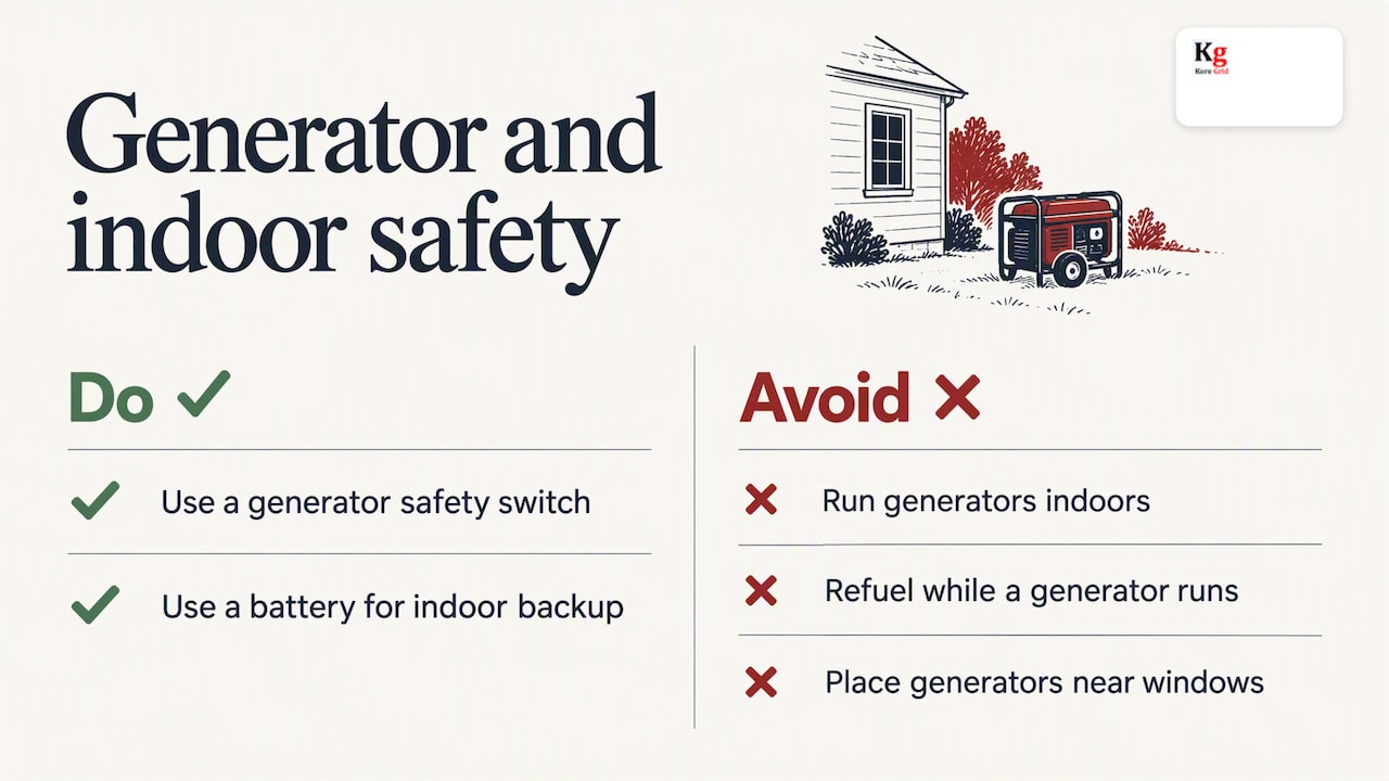 Carbon monoxide and generators — overview diagram
